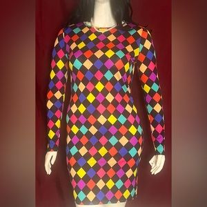 AUDITIONS Body-con multi color diamond Mini Dress.